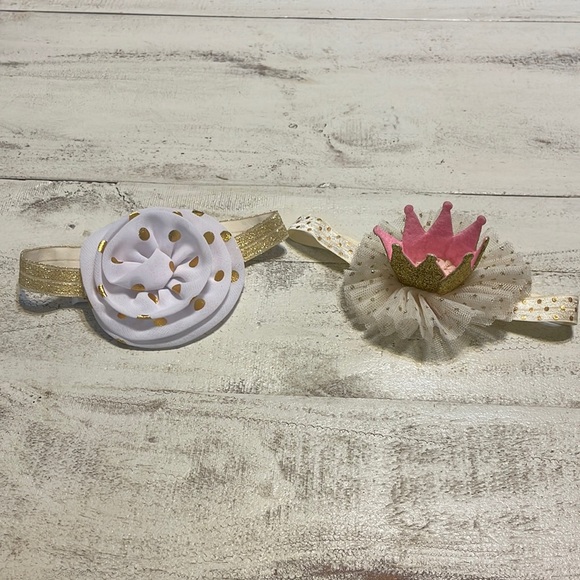 Two gorgeous headbands fit for a little princess 👑 One with a gold crown. - Picture 2 of 9